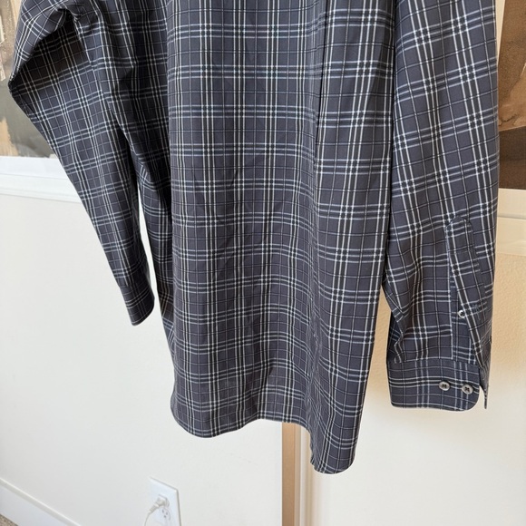 Forsyth of Canada Men's L Grey Check Long Sleeve Button-Up Shirt Business Casual - Picture 9 of 10